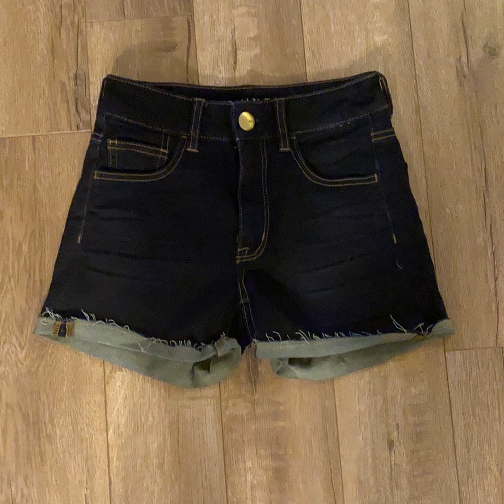 American Eagle dark wash high waisted shorts